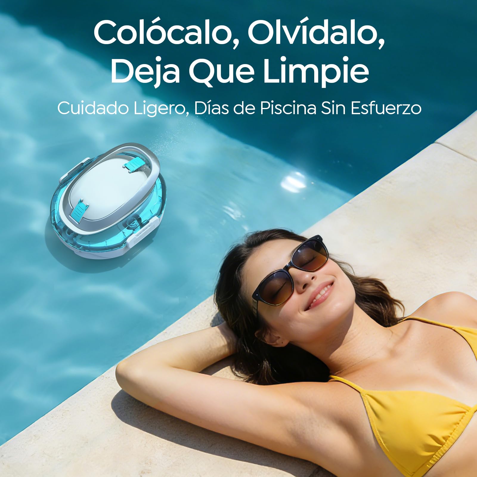 S2 Limpiafondos Piscina, Robot Inalámbrico, Doble Filtración y Doble Motor, 90min Autonomía, 2,5H Carga Rápida,Autoestacionamiento, para Piscinas de Fondo Plano hasta 80m²,BLU Perlato Bianco