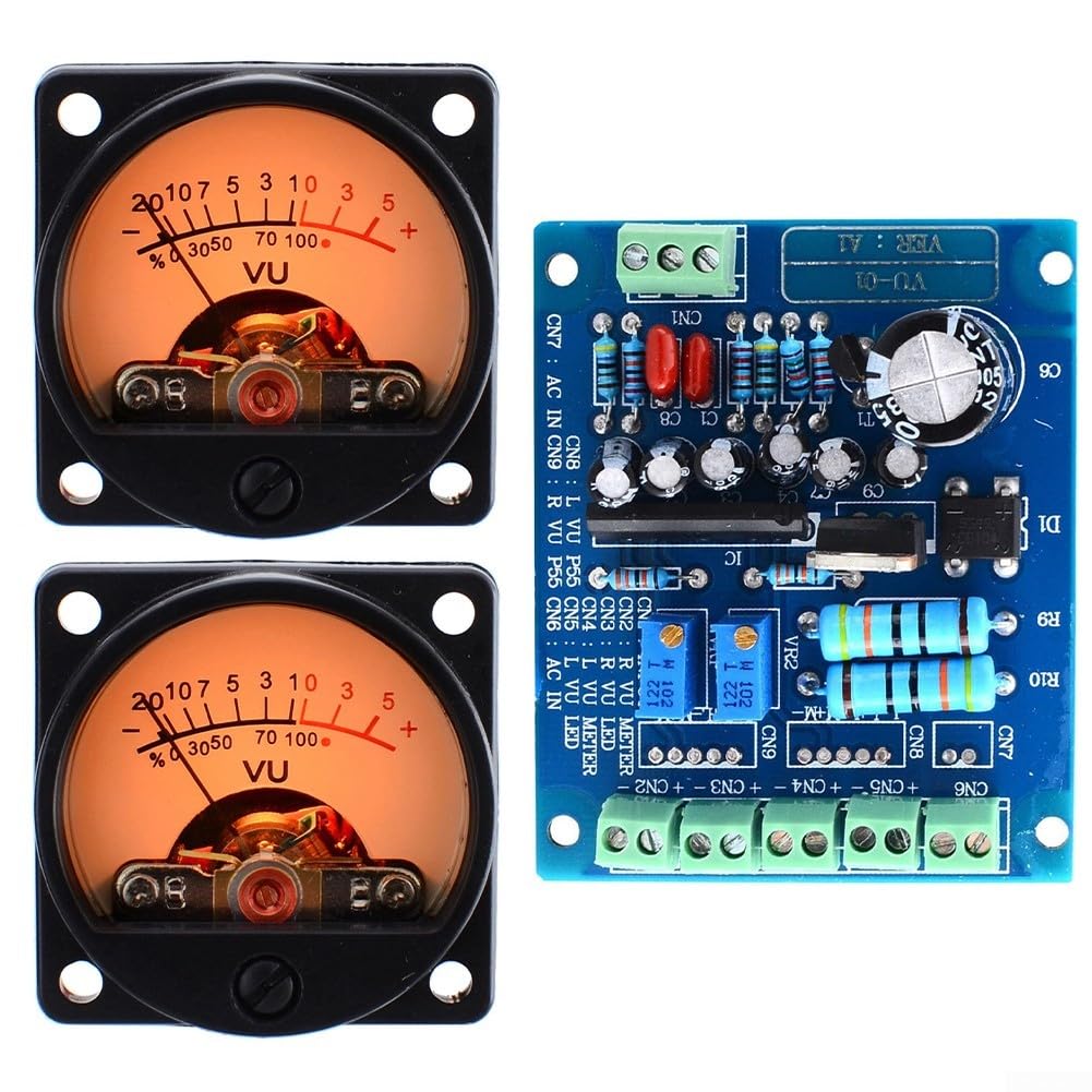 VU Meter, 2Pcs Analogico VU Meter Pannello Kit Retroilluminato Decibel/Livello Tester Con VU Driver Board