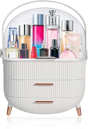 Organizador de maquillaje para niñas adolescentes, organizador de cuidado de la piel, cajones de almacenamiento de joyas, almacenamiento y vitrina