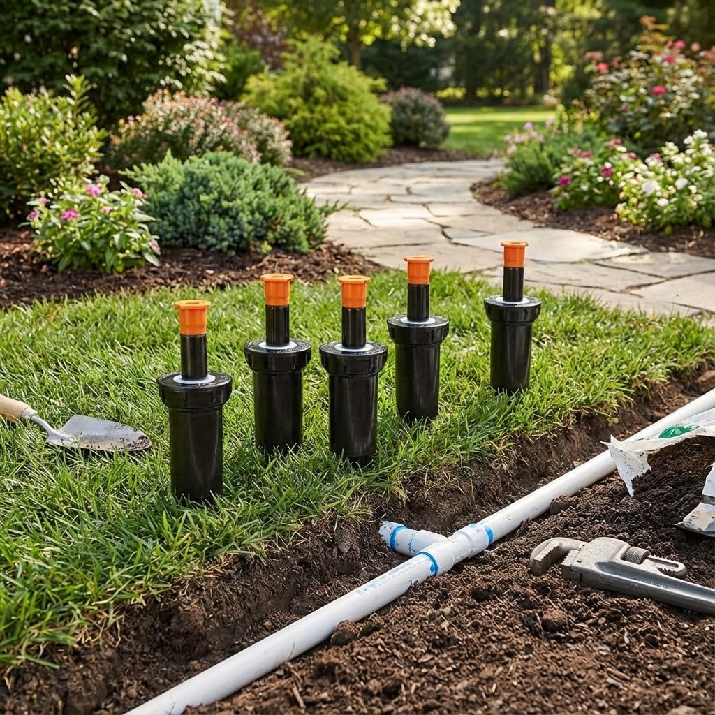 Suinga Confezione da 20 Irrigatori Pop-Up 1802 | Altezza di Sollevamento 5 cm | Attacco da 1/2" | Irrigatori a Scomparsa per Giardino | Irrigazione Uniforme ed Efficiente