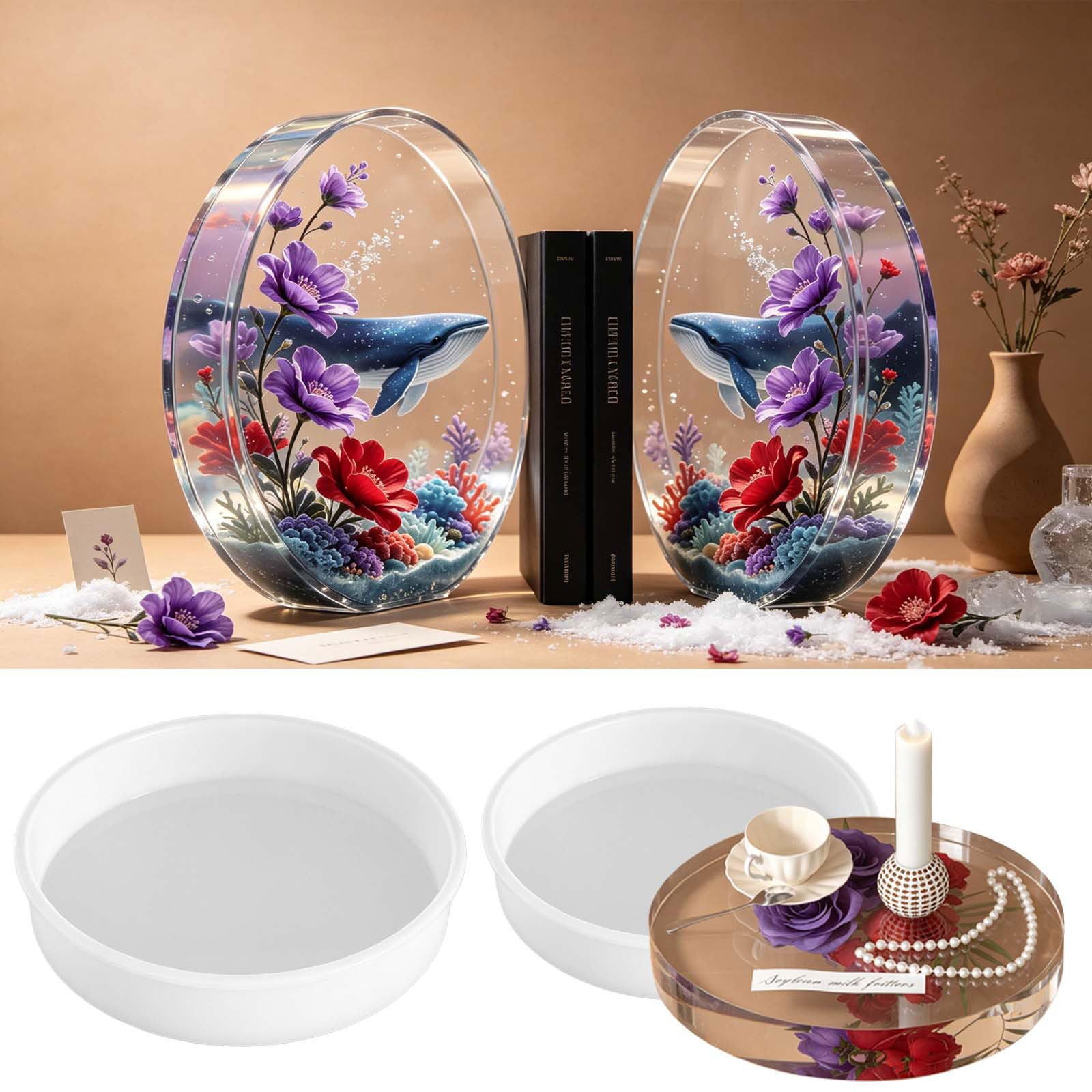 Moule rond professionnel en résine de Silicone, de qualité alimentaire, résistant à la, pour la fabrication de serre-livres, de porte-bijoux et de bougies en résine époxy