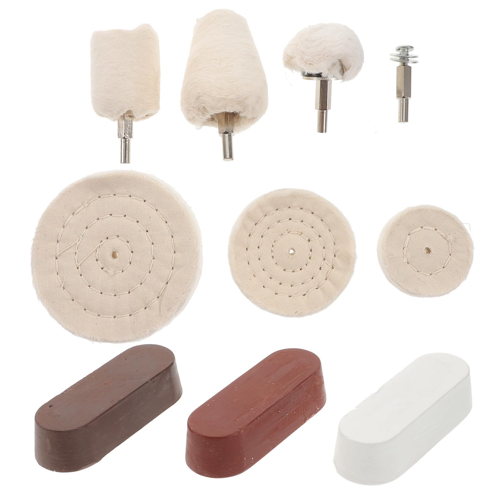 10 Stück Teiliges Polierpads Set mit Stiel Baumwoll polierscheiben für Bohrmaschine und Schleifteller Vielseitiges Metall Polierkit für Aluminium Bronze Edelstahl und Schmuck