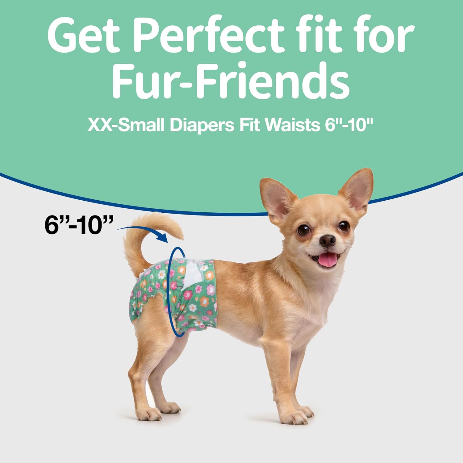 Pet Soft Dog Diapers Female, Disposable Female Dog Diaper, Doggie Diapers for Cat Puppy with Adjustable Foam Tail Hole(Green,36XXS)