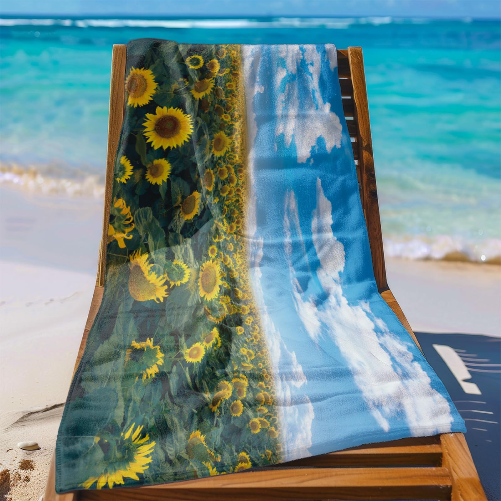 Toalla Playa Blanca Azul Cielo Toallas Baño Grandes Suave Toalla Microfibra Sin Arena Toallas de Baño Piscina Ducha Absorbente Secado Rápido Beach Towel para Viajes, Natación, Camping 100x200cm