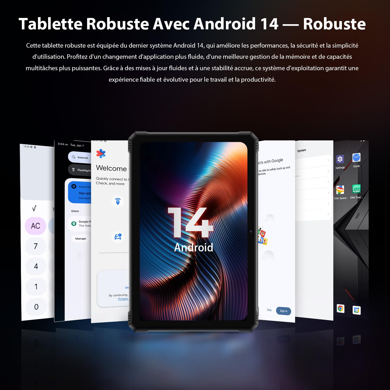 HOTWAV R9 Plus 11" 24Go+512Go+2To 20080mAh Android 14 Tablette Incassable | 64MP+16MP 2K FHD+ Tablette Tactile, Dual SIM/4G/WLAN 5G/Octa Core/IP68&IP69K MIL-STD-810/Face ID/GPS/OTG, Noir