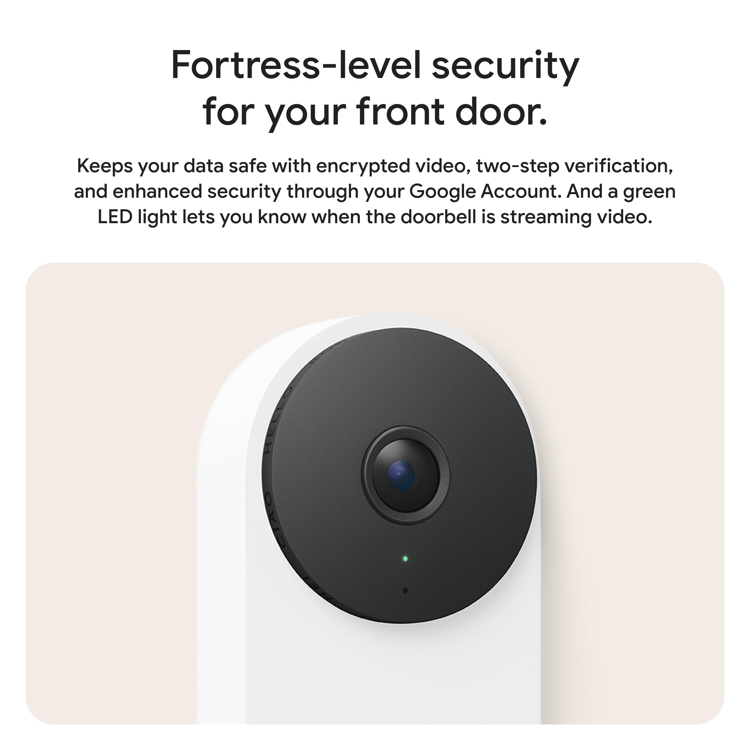 Google Nest Doorbell (Wired, 3rd Gen) - 2K Video and Gemini, Live View, Night Vision, 2-Way Audio - Works with Google Home - 2025 Model - Linen