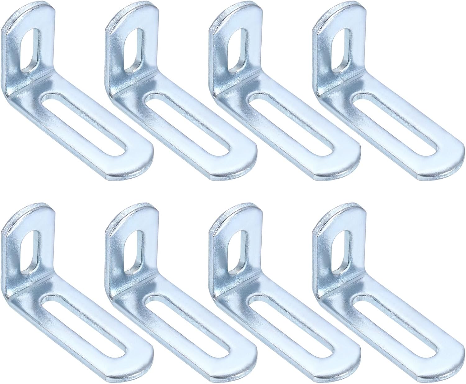 uxcell 8 Pcs Adjustable Right Angle Brackets, Slotted L-Shape Corner Bracket 2"x1.2"x0.7", 90 Degree Steel l Bracket Support for Shelves, Wood Furniture Construction, Silver
