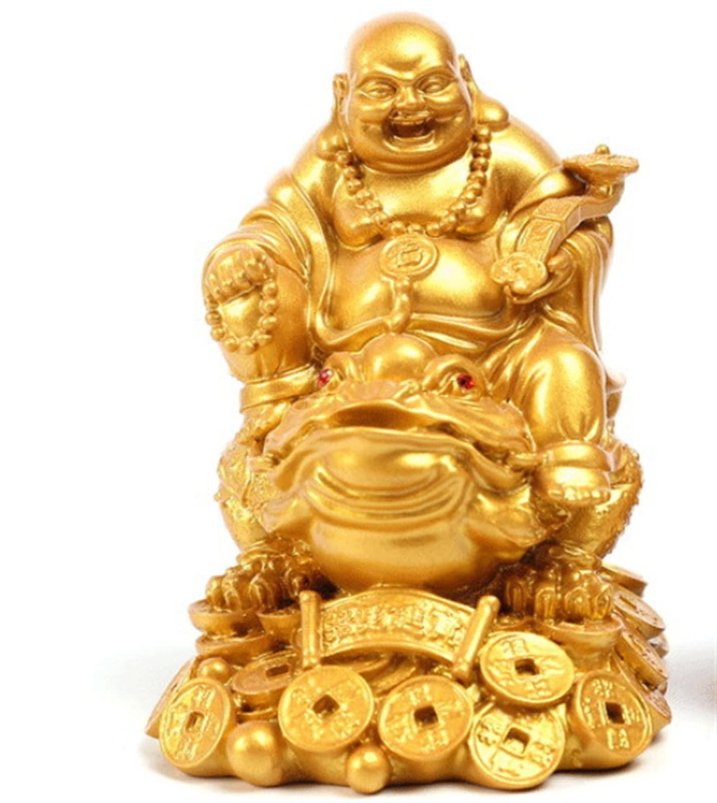 Scultura da Tavolo Tartaruga Cinese Fatta a Mano e Statua Scultura in Resina Statua di Arte Moderna Feng Shui Rospo Che Ride Figurina da Tavolo (Oro)