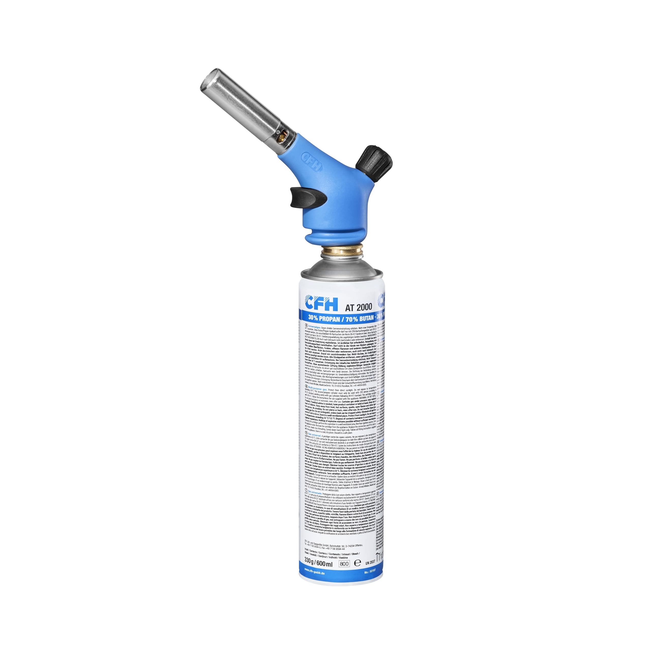 CFH Profilötgerät TS 1800 - Set mit 3x Gasdosen AT 2000, Leistungsstarkes Vielzweck Gas Lötgerät mit Piezozündung und Ø 20 mm Spezialbrenner, Lötbrenner zum Hartlöten und Weichlöten