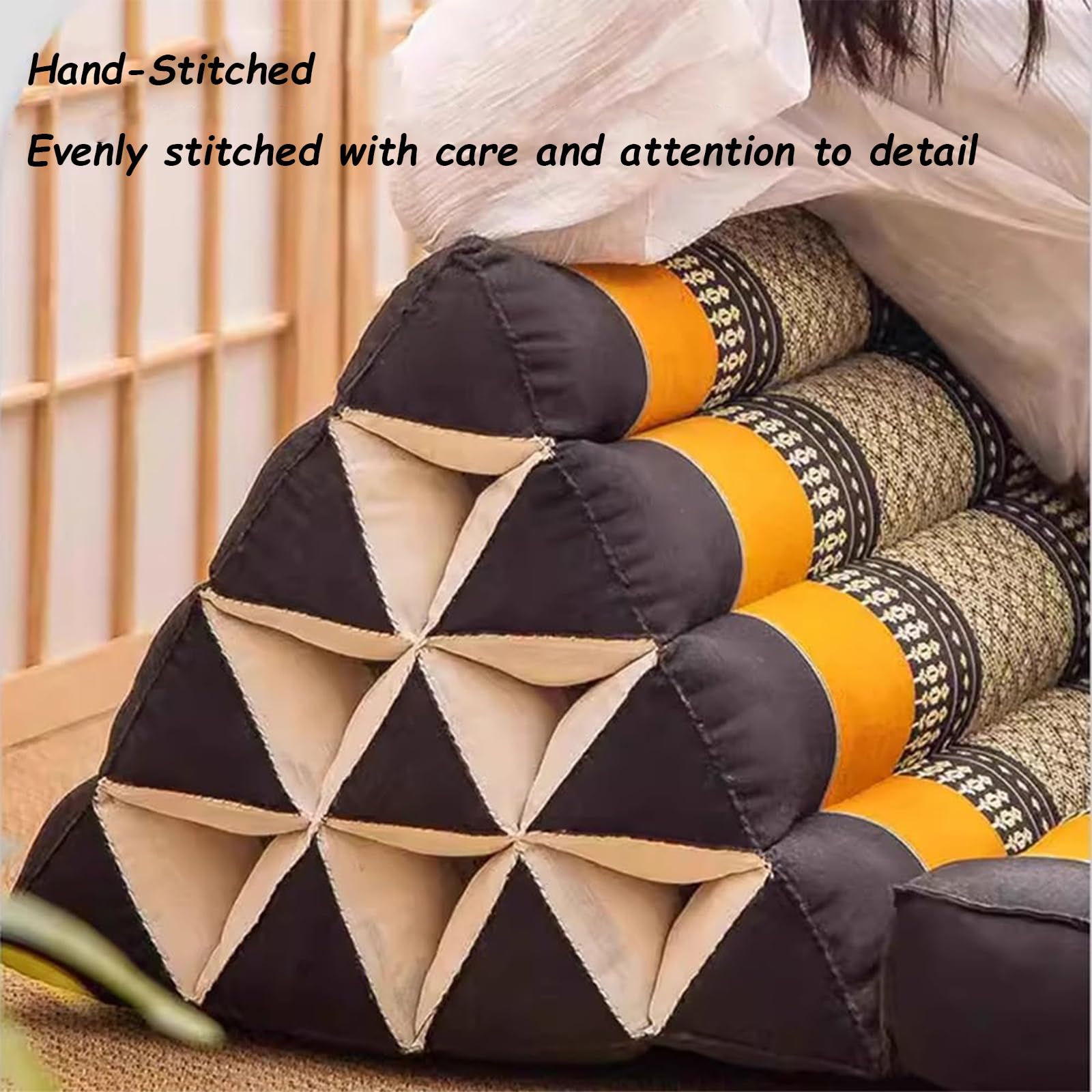 Colchón tailandés de suelo – Asiento de meditación plegable con cojín triangular, cama de invitados rellena de kapok, futón multiusos para mayor comodidad y relajación
