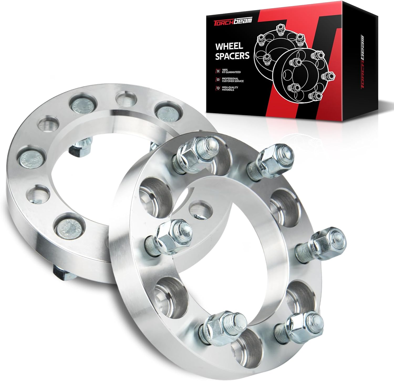 Torchbeam 6x5.5 Wheel Spacer 1" for 1999-2004 2006-2010 2012-2024 Silverado 1500, 1999-2022 Sierra 1500, 1995-2001 2003-2006 2010 2012-2024 Tahoe, 2003-2023 4Runner 4.0L, 108mm Hub Bore & with M14x1.5