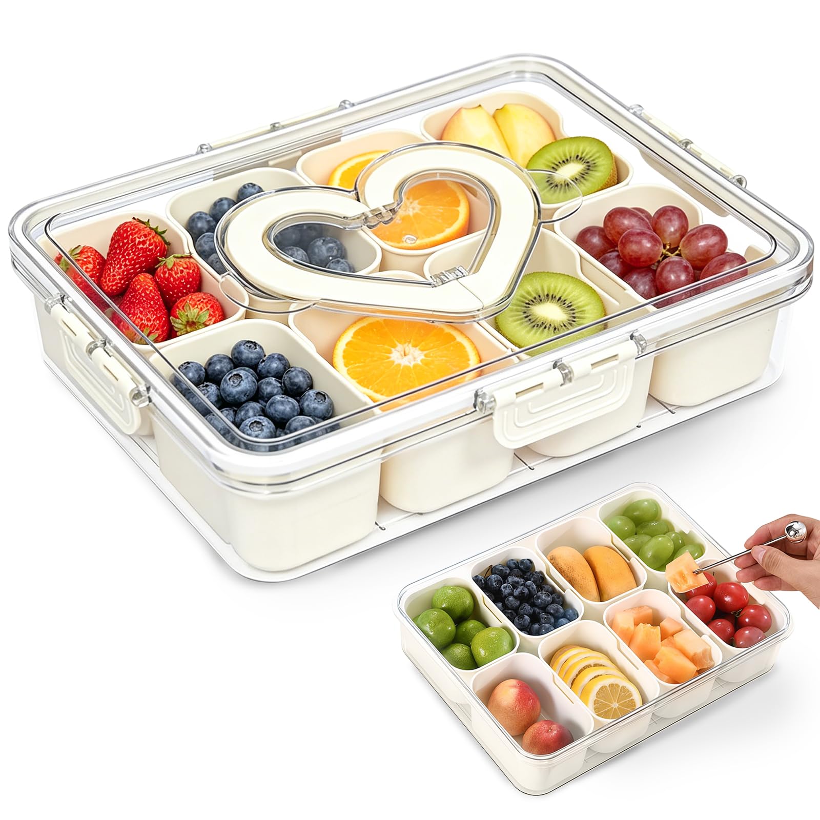 NBOUOU Snack Box with Compartments, Snack Tray with Lid with Handle
