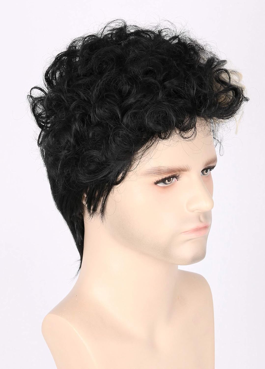 Topcosplay Men Wigs Short Black Mixed Blonde Curly Halloween Costume Funny Wigs - Image 4