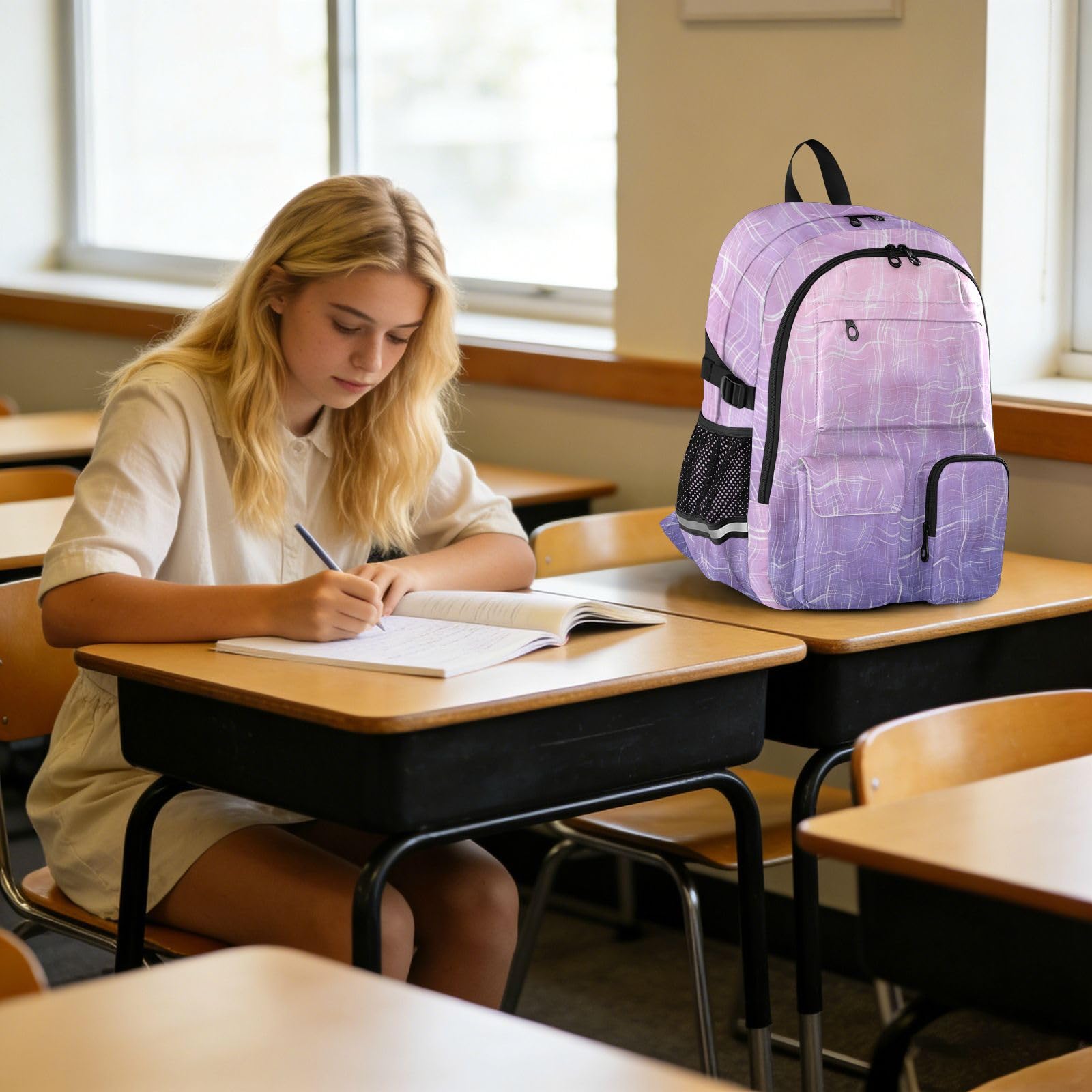 Podróżny plecak na laptopa dla kobiet lawenda lato fala praca uczelnia szkoła torba na książki 44.5 cm plecaki do pracy bagaż plecak