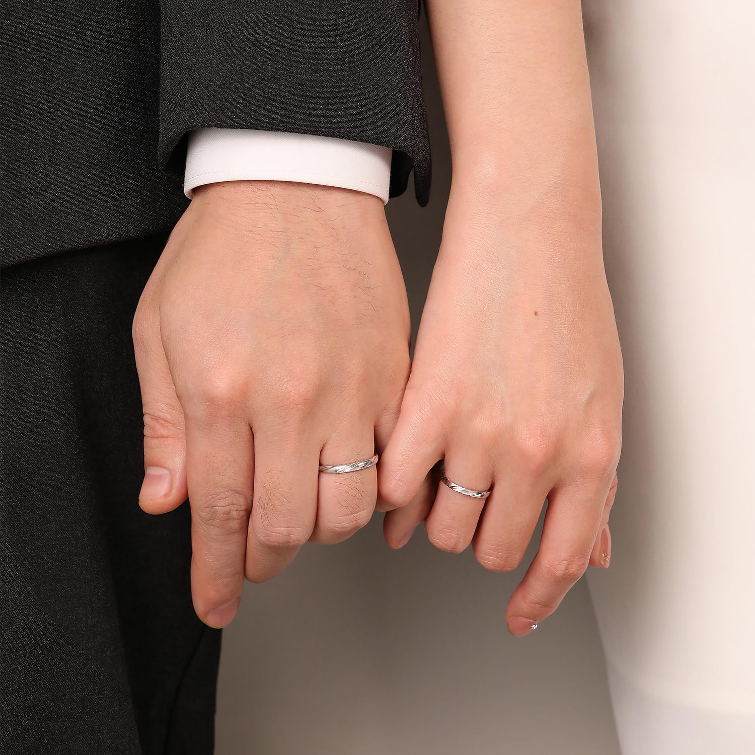 Meissa Alianzas de Plata Pareja Anillo de Compromiso y Boda Plata de ley 925 para Novios Hombres y Mujeres Adjustable Joyería Aniversario el Día de San Valentín (Juego de dos anillos)