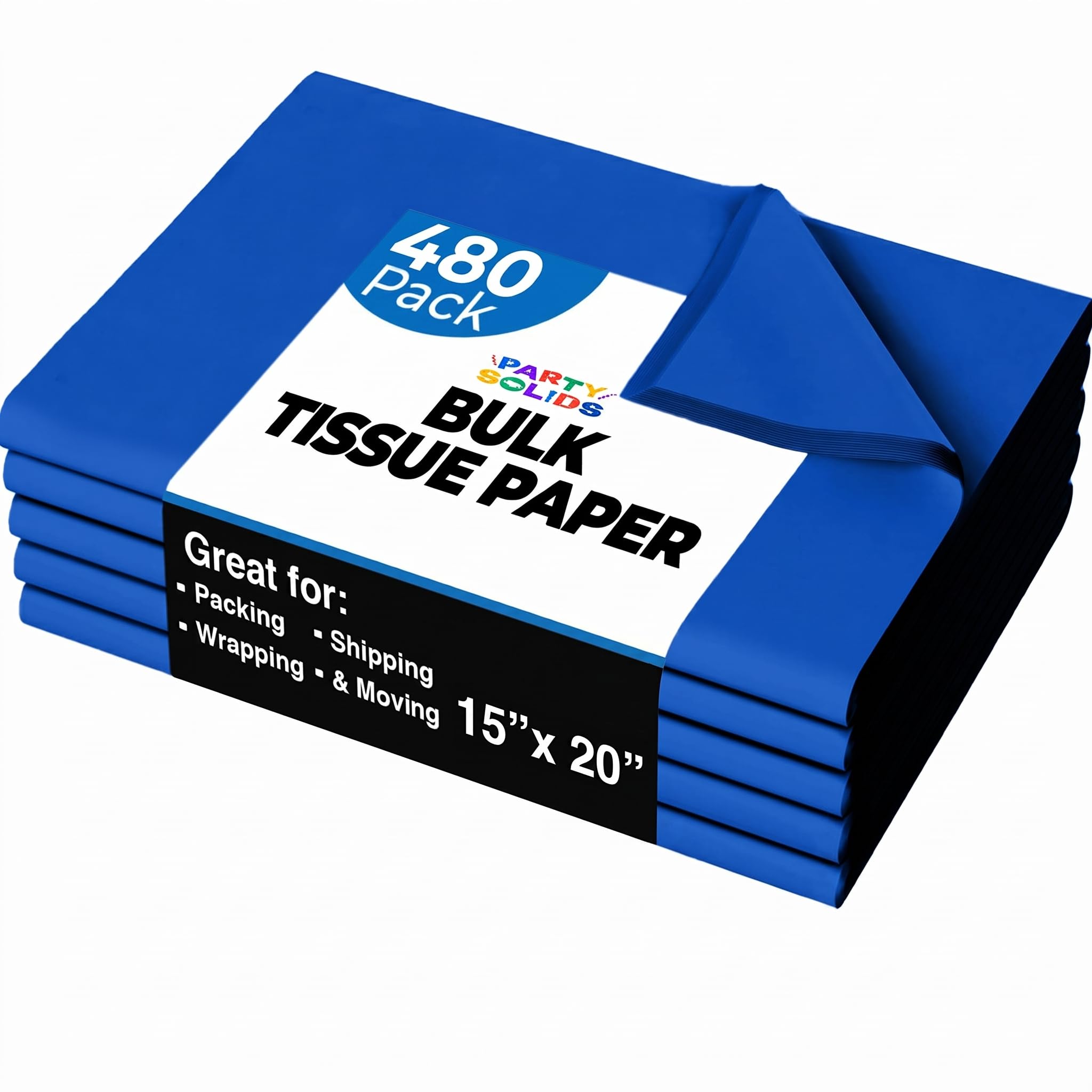 Party Solids Dark Blue Tissue Paper for Gift Bags 15" X 20" 480 Sheets