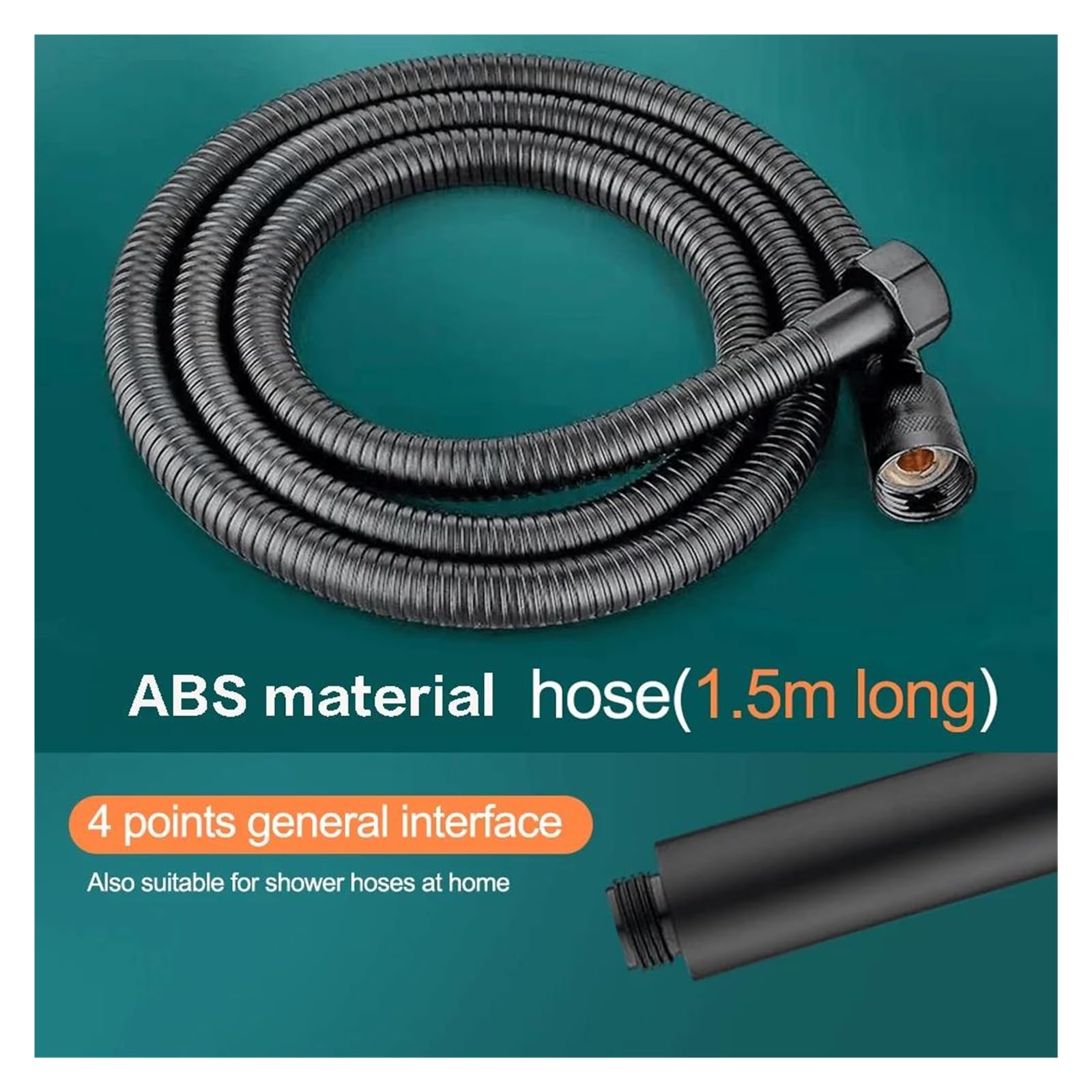 Soffione doccia ad alta pressione, 5 modalità regolabili con tubo flessibile, risparmio idrico, ugello con un pulsante di arresto(Silver and Hose)