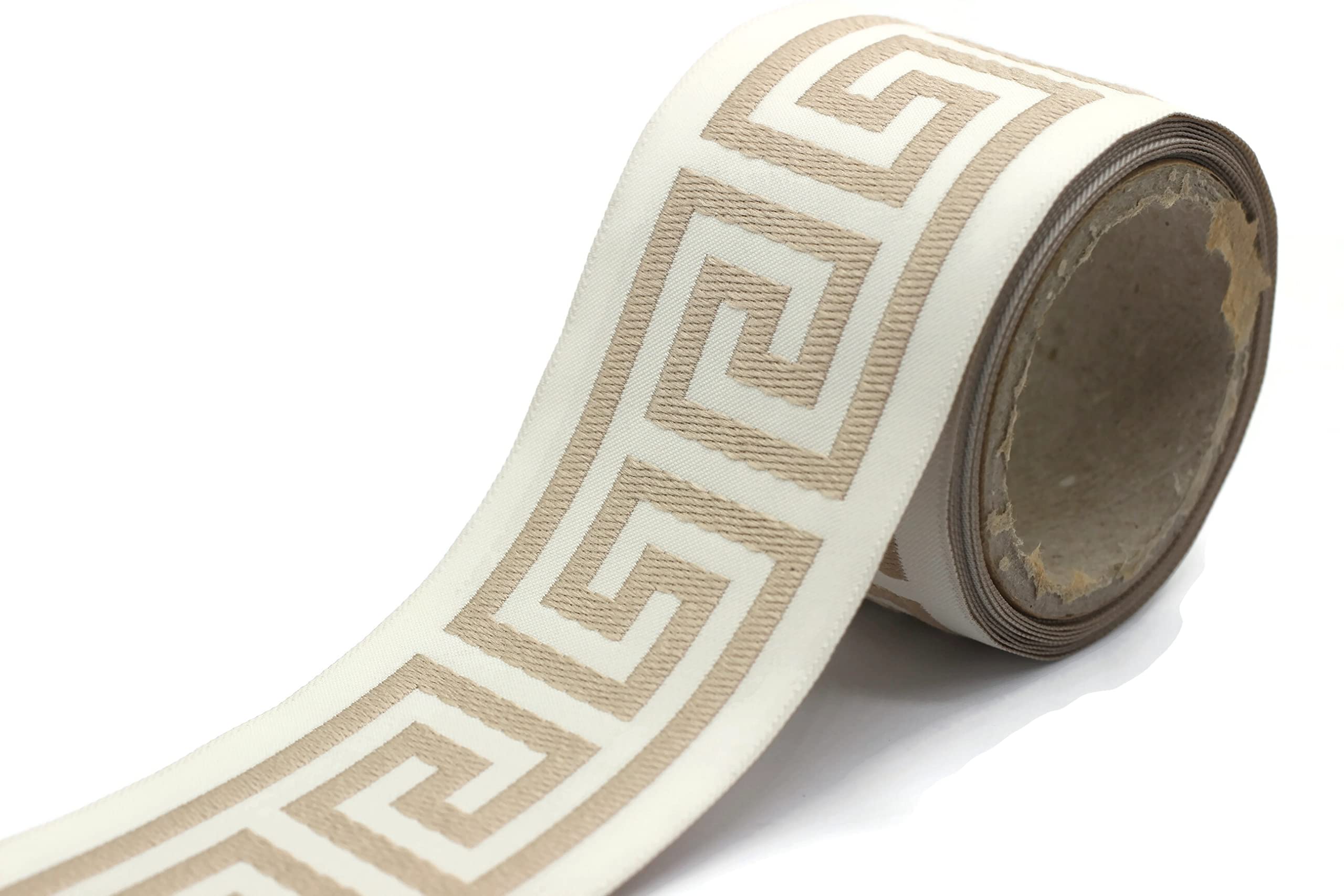 3.8 Yards Spool 2.7" Greek Key Drapery Trim Jacquard Ribbon for Your Drapes Curtains Drapery Banding Trim Tape V2 176