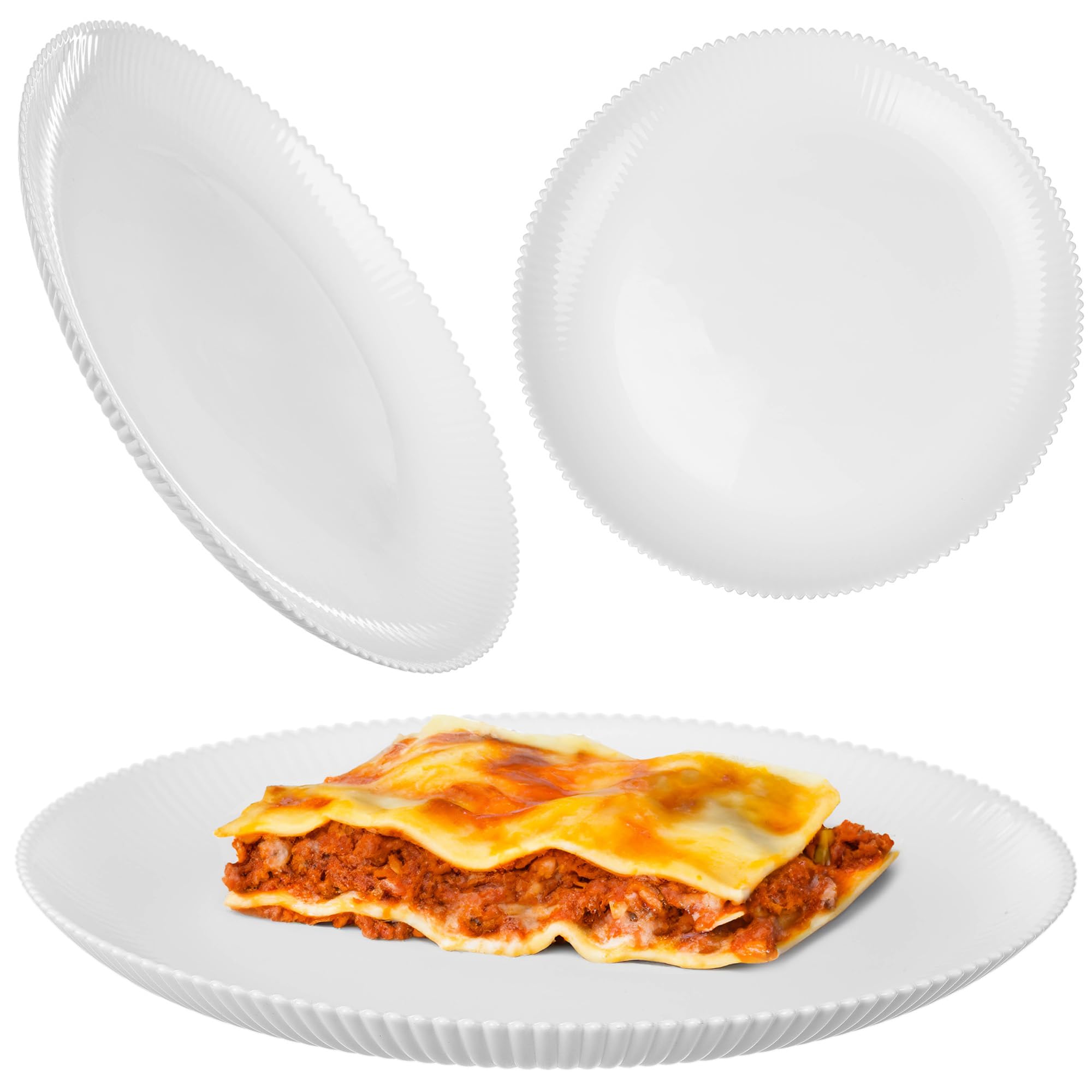 KADAX Geschirrset für 6 Personen, 18-teilig, weiße Tafelservice aus Opalglas mit Suppenschalen, Speisetellern & Desserttellern, Spülmaschinenfest (Weiß XL)