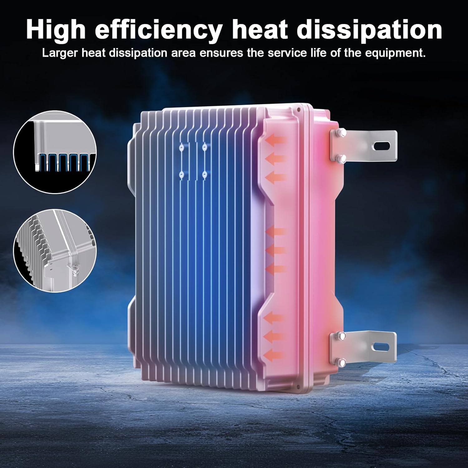 Outdoor Electric Cabinet Chassis Box - IP68 Waterproof Power Solar Cabinet Cast Aluminium Enclosure - Communication Monitoring Wall Mount Electrical Network Enclosure(12.6" x 9.6" x 5.3")