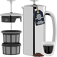 Vista 15 de ESPRO P7 French Press Acero inoxidable 304 – Cafetera de prensa francesa patentada de doble pared con aislamiento de microfiltro, preparación sin