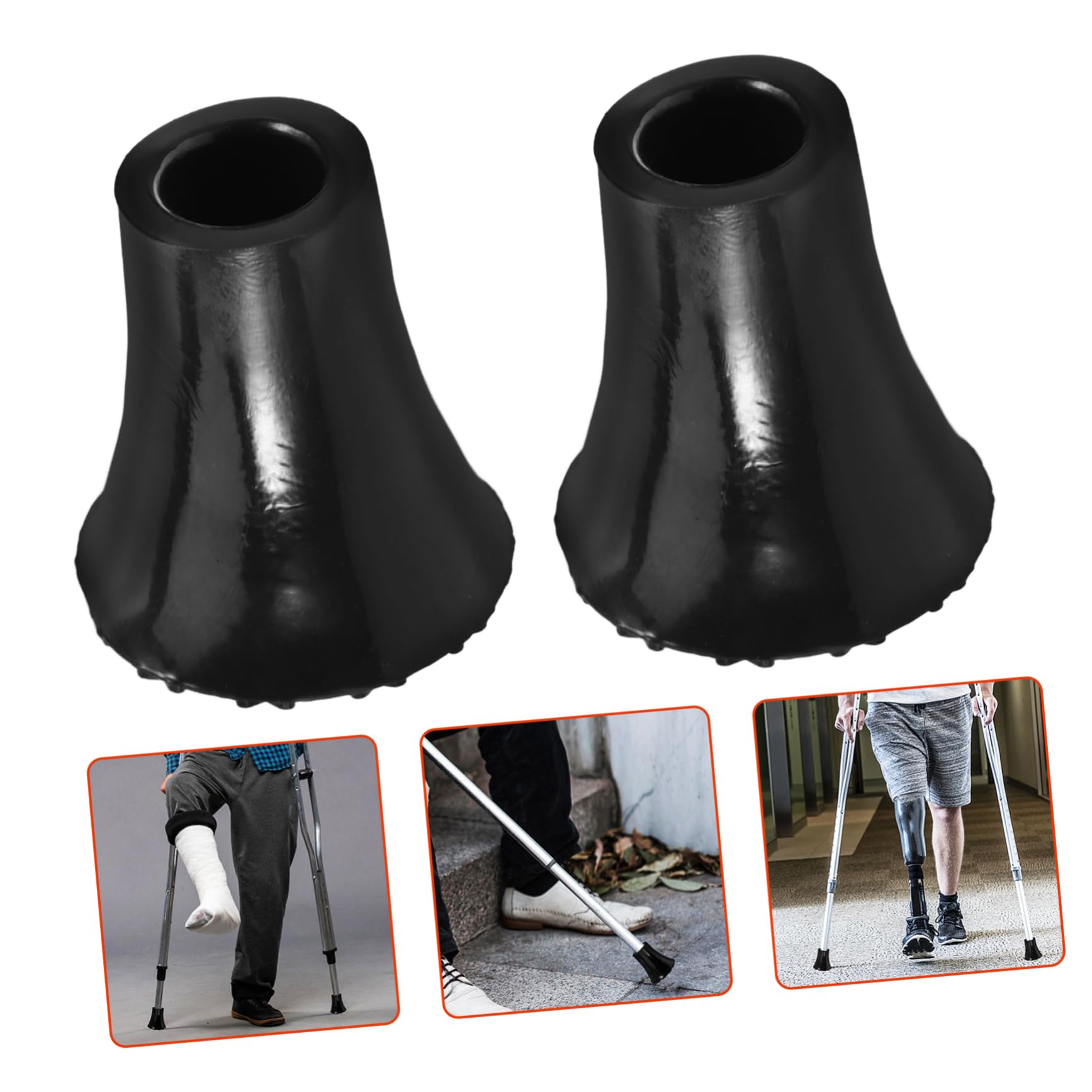 Beavorty 3sets Crutch Pads Walking Stick Cane Feet Replacement Crutch Tips Pads for Crutches Cane Tips Replacements Trekking Pole Tips Protectors Plastic Tips for Cane PVC Black 4pcs*3