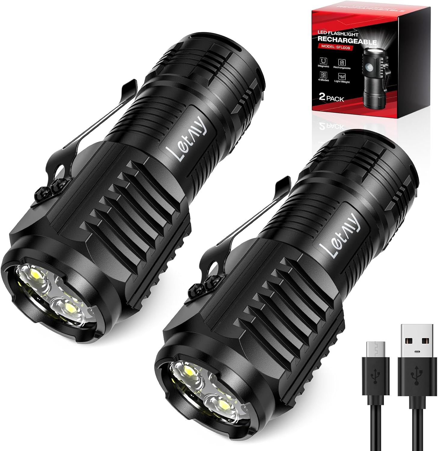 LETMY Rechargeable Mini Flashlights with Magnetic Base