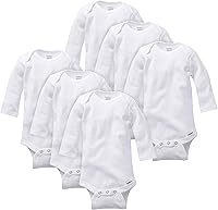 Gerber 6-Pack Unisex Baby Long Sleeve Onesies Bodysuits with Mitten Cuffs - 100% Cotton Rib, Newborn Essentials