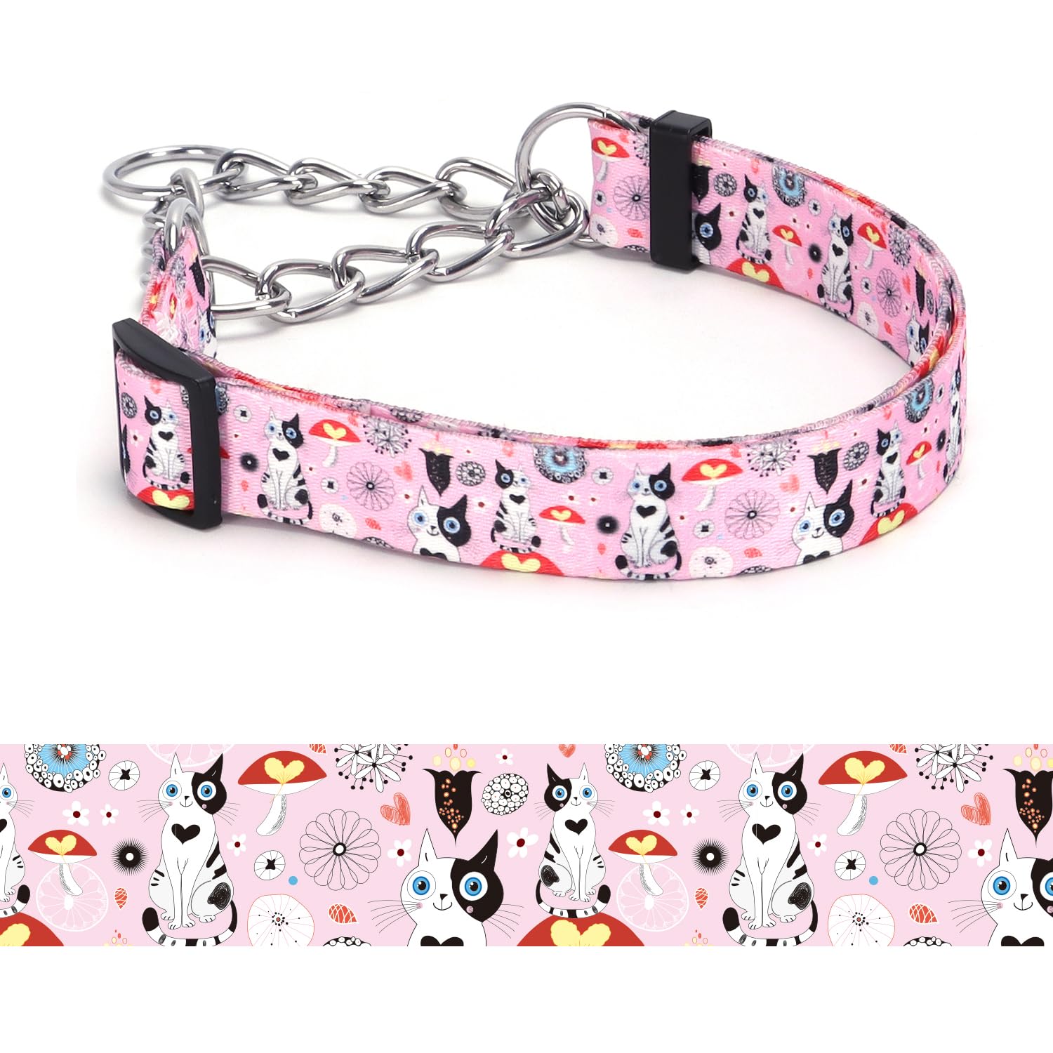 haoyueer Martingale Dog Collar - Stainless Steel Chain, No Pull Training Collar with Flower Design for Large Medium Small Dogs (A12NO15, S)