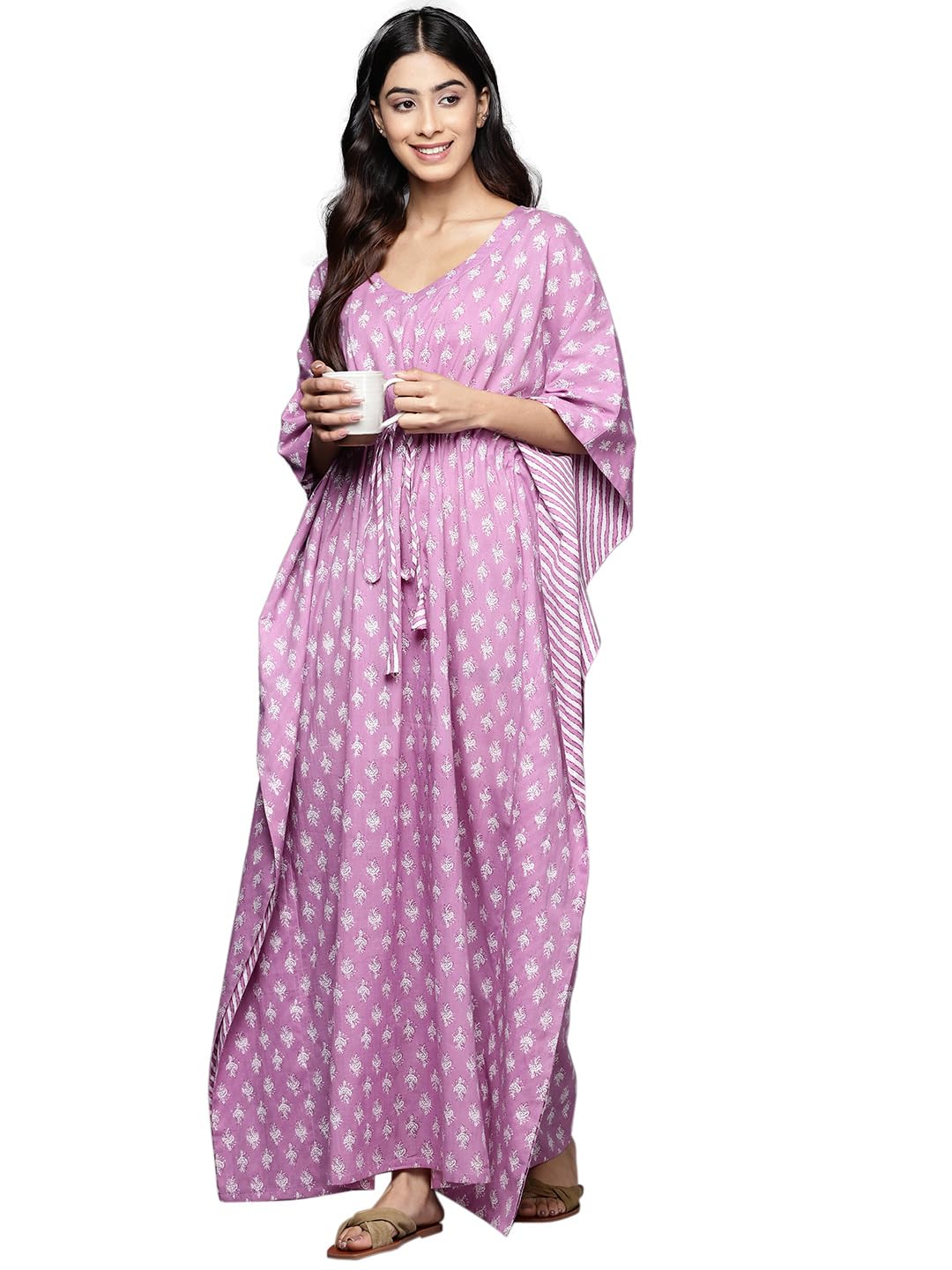 Womens Printed Cotton Kaftan Night Dress for Women