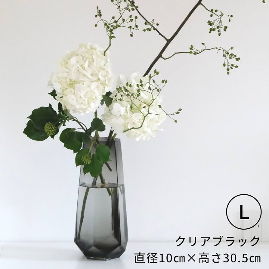 Amazon.co.jp: onajimi 花瓶 ガラス ガラス花瓶 クリアブラック