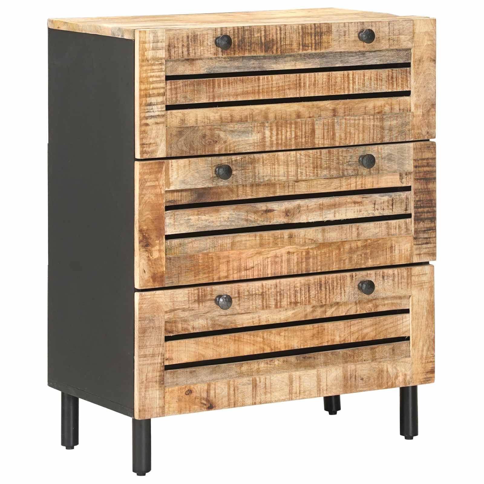 Credenza in legno massiccio di mango naturale, 60 x 33 x 75 cm