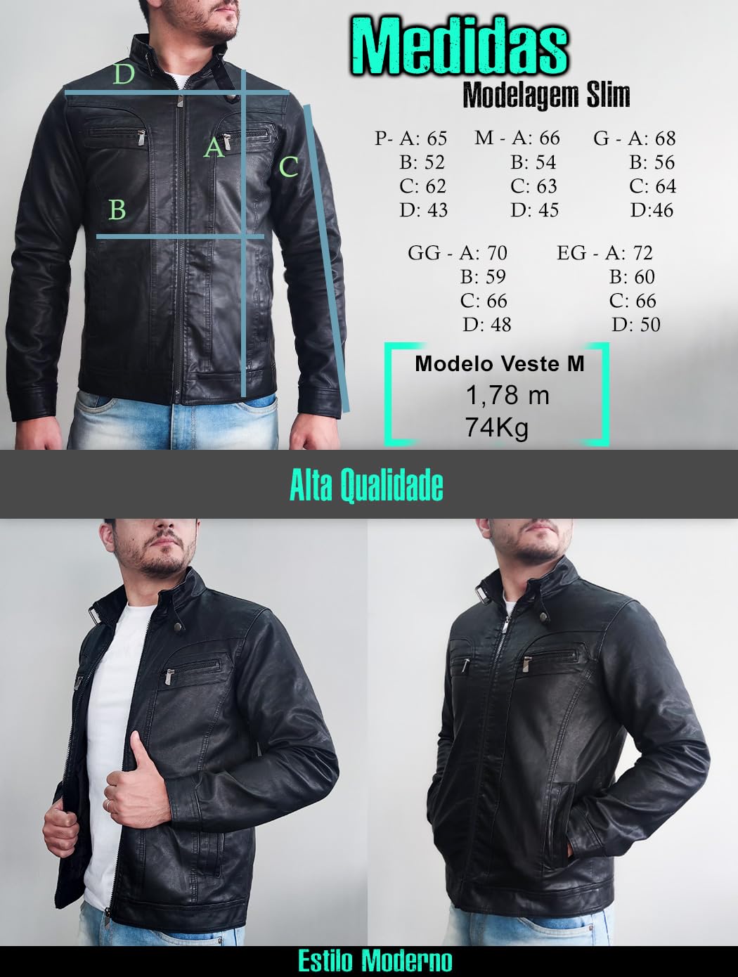 Jaqueta de Couro Masculina Casaco Ozzy Corta Vento Slim em promoção! Veja a oferta e mais achadinhos de Jaquetas & Casacos 3 Hoje é o melhor dia para comprar Jaqueta de Couro Masculina Casaco Ozzy Corta Vento Slim com aquele preço maroto! Promoção! Aproveite a oferta! 3