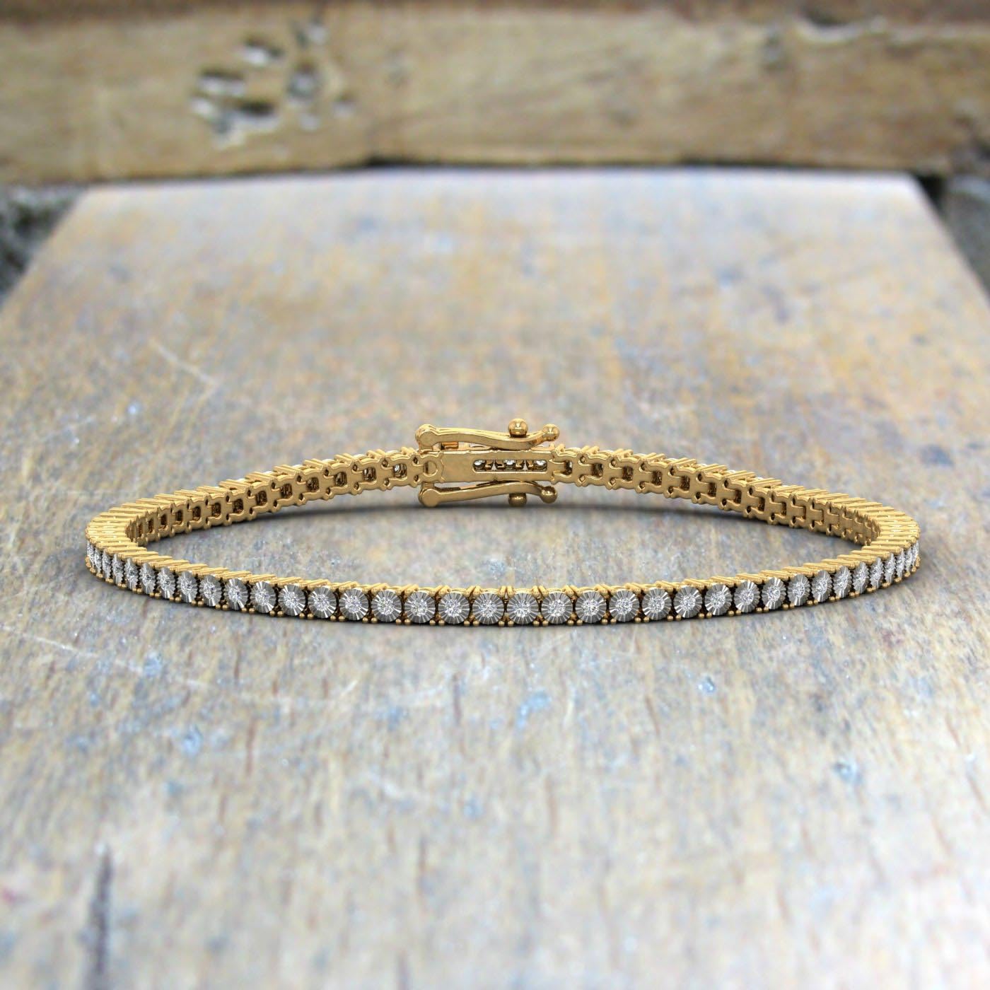 0.85 to 0.95 Carat Natural Diamond Tennis Bracelet for Women in 925 Sterling Silver or in 18K Yellow Gold over Sterling Silver (7 to 8 inch)
