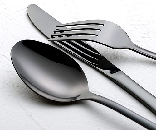 Miniatura 4 de Juego de 40 piezas de cubiertos de acero inoxidable moderno, cubiertos de cocina, utensilios de cocina, vajilla para 8, incluye cuchillos,