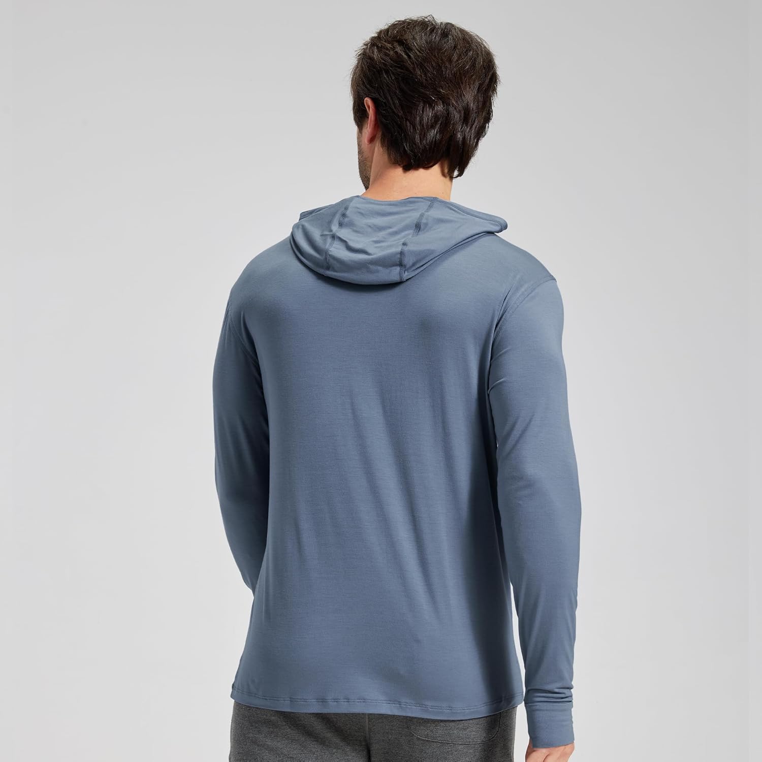 netdraw Men's Ultralight Bamboo Viscose Performance Hoodie, Soft Breathable UPF 50+ Long Sleeve Hiking Shirt