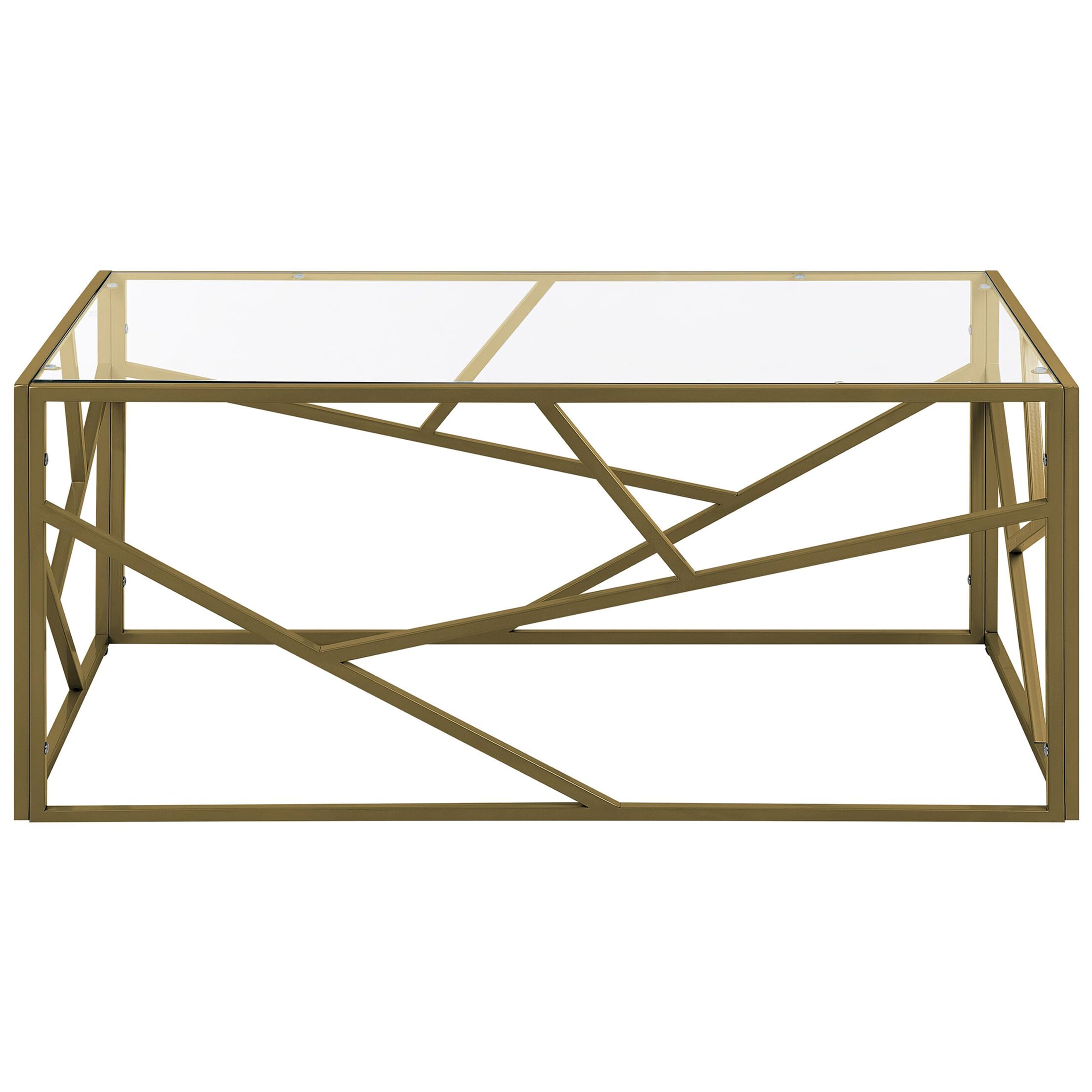 Couchtisch Glastisch mit Metallgestell golden 50 x 100 cm Glamour Kaffeetisch rechteckiger Wohnzimmertisch Orland