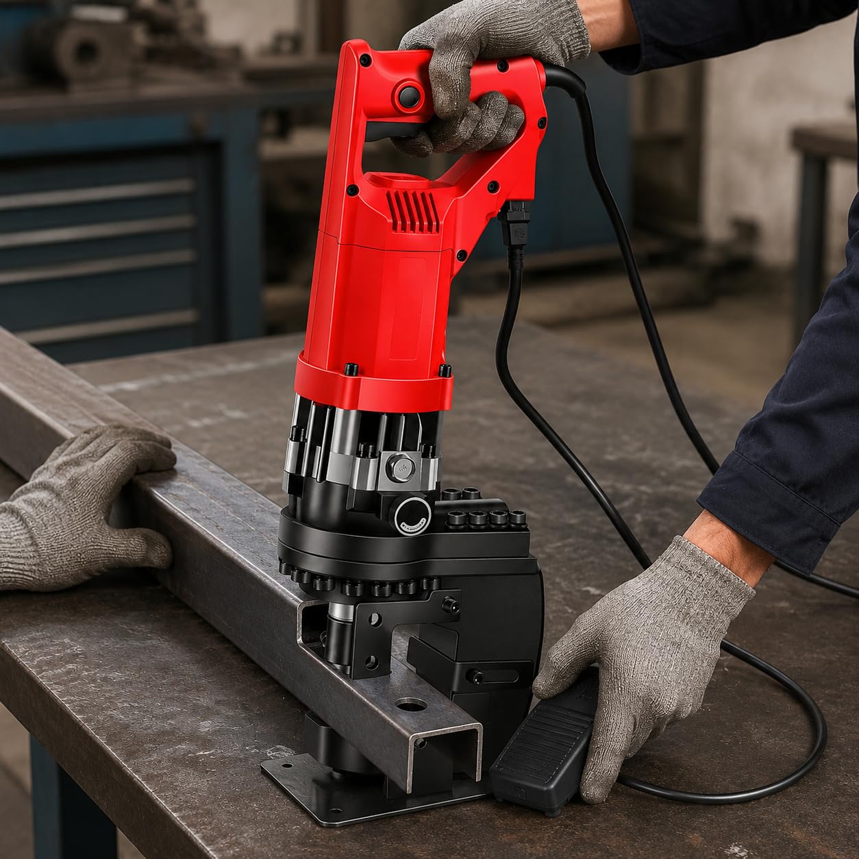 Elektryczny dziurkacz hydrauliczny 8,5-20,5 mm z 5 matrycami
