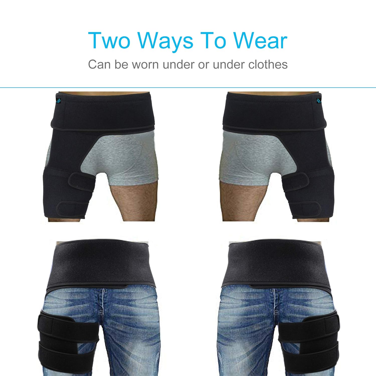 REAQER Hip Thigh Support Brace Groin Compression Wrap for Pulled Groin Sciatic Nerve Pain Hamstring Injury Recovery and Rehab Fits Both Legs Men & Women : Health & Household