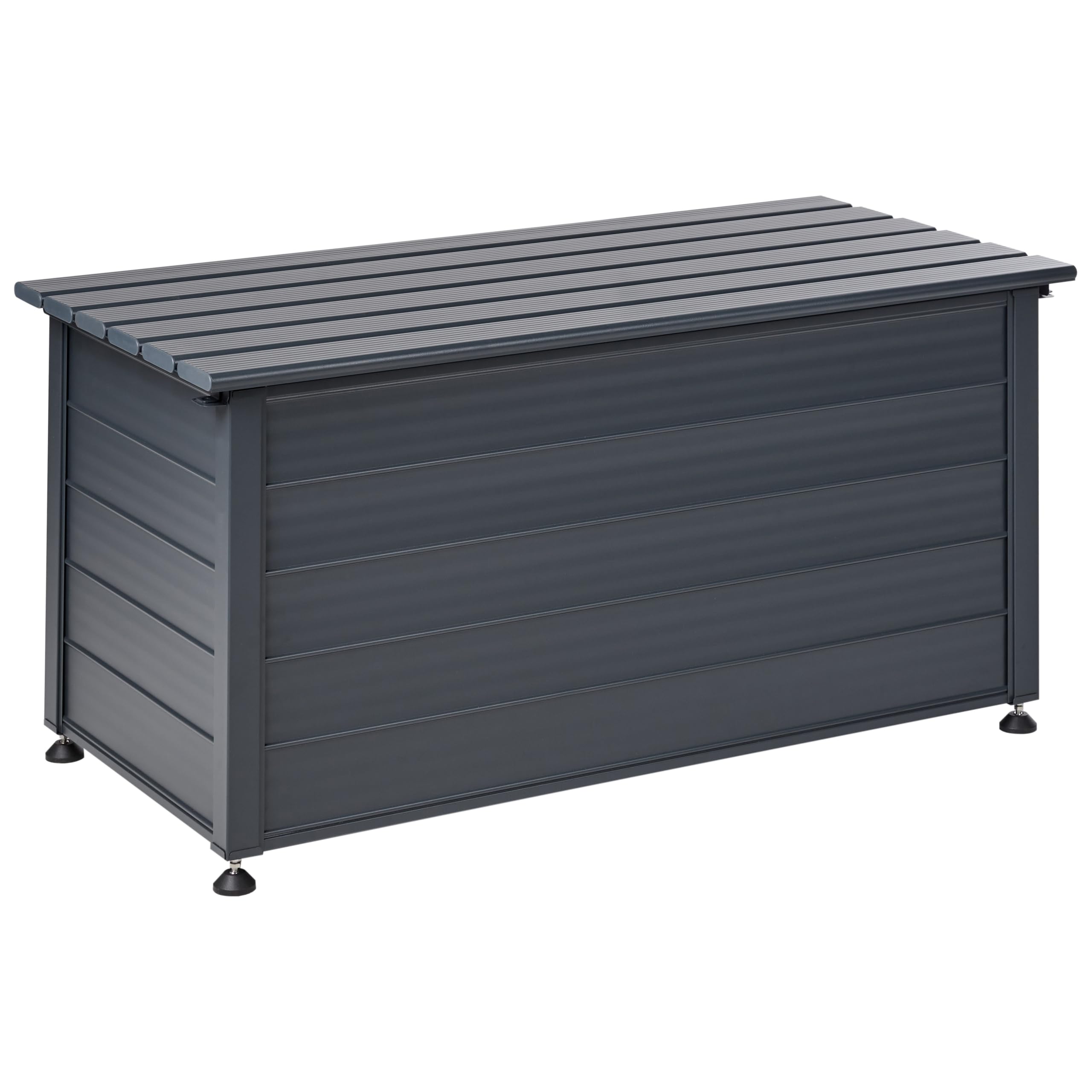 Beliani Coffre d'Extérieur de Rangement en Aluminium 123 x 60 cm Meuble de Jardin Gris Foncé Campalto