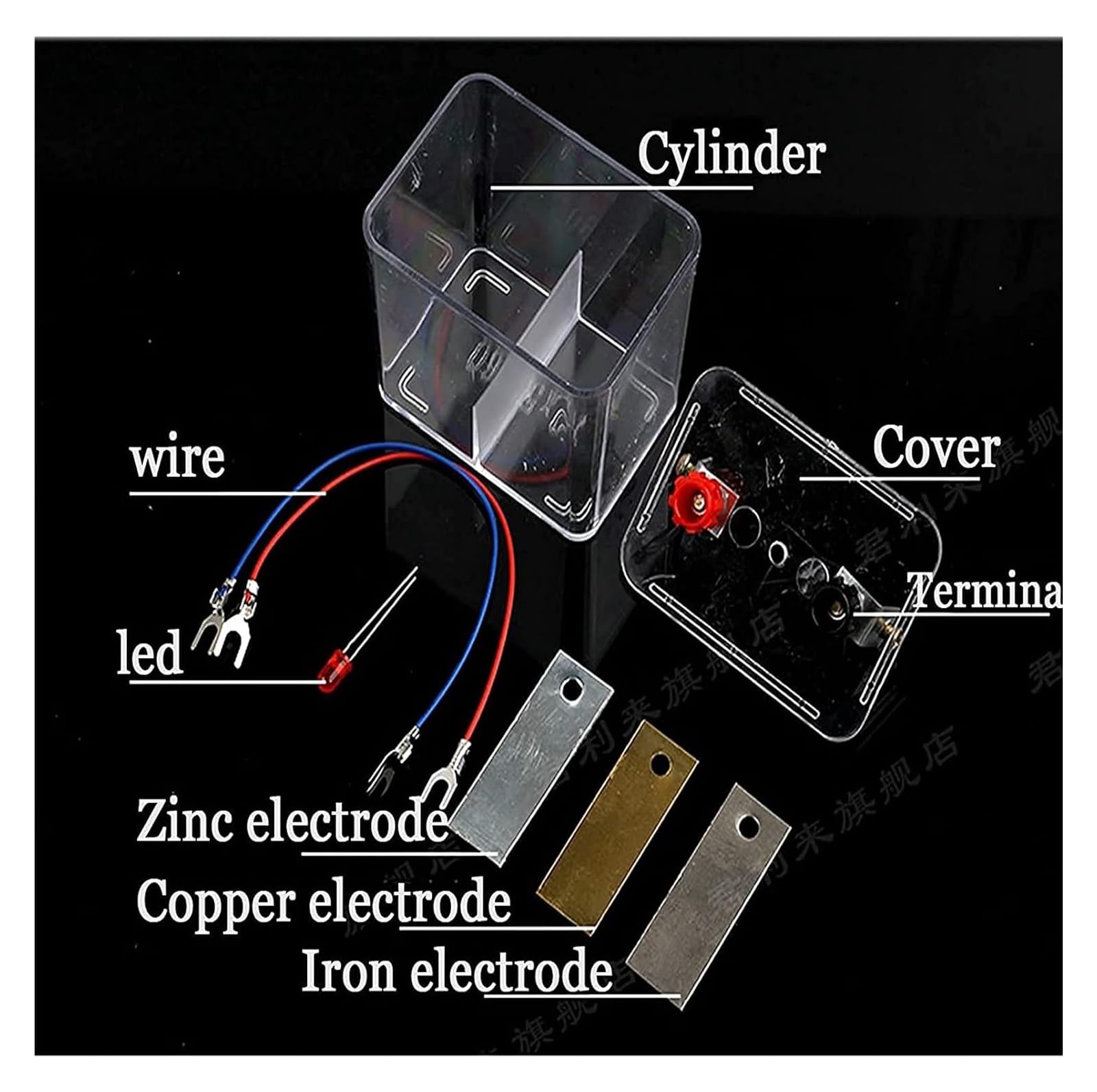 Foglio di Rame-Zinco Chimica Batteria Primaria Elettrodo di Rame, Ferro E Zinco Barre di Carbonio Simulatore di Batteria Esperimento Chimico