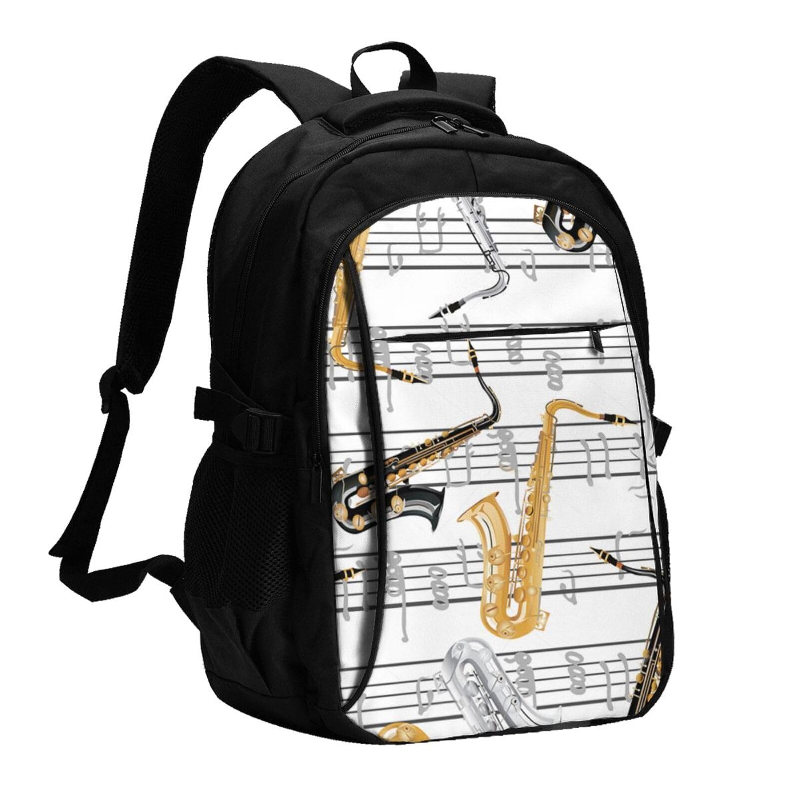 InOmak Musiknoten Saxophone, Reiserucksack, Freizeitrucksack, Schulrucksack, Laptop-Rucksack für Damen und Herren