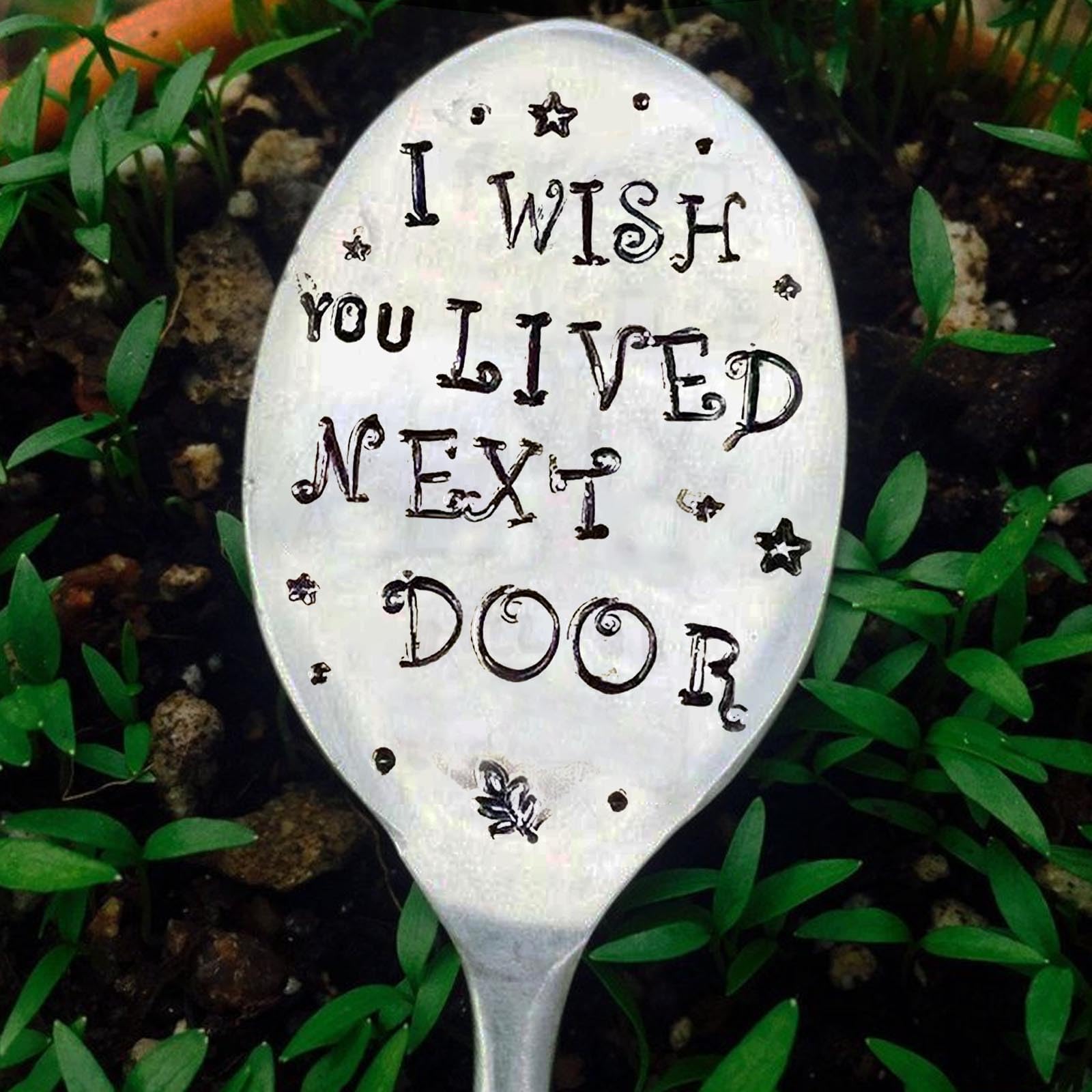 GWAWG 1PCS Garden Marker Friendship Gift, Silver Stamped Spoon Plant Markers, Funny Humor Plant Label Gift - Image 3
