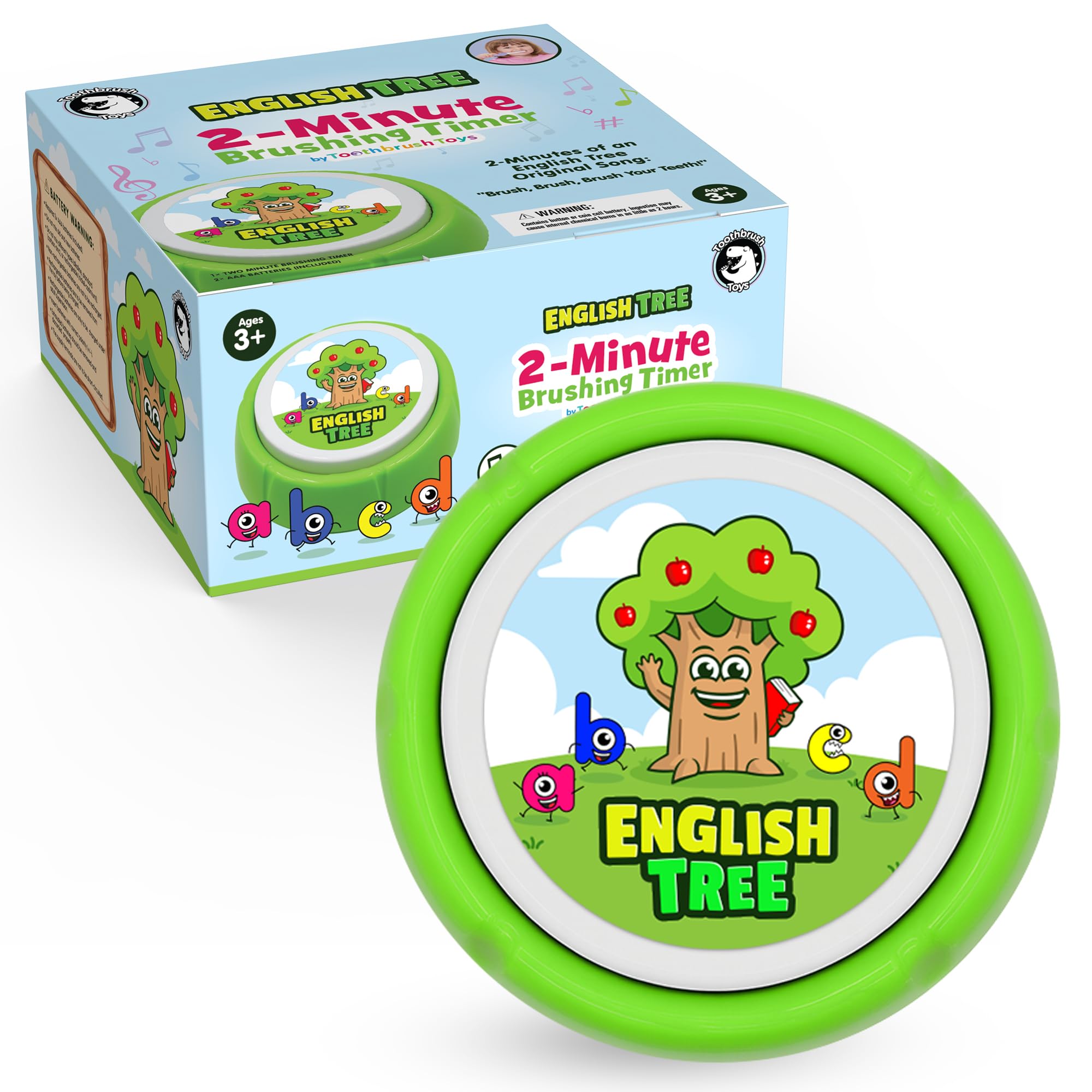 Minuteur de brosse à dents pour enfants English Tree avec musique et lumières éducatives