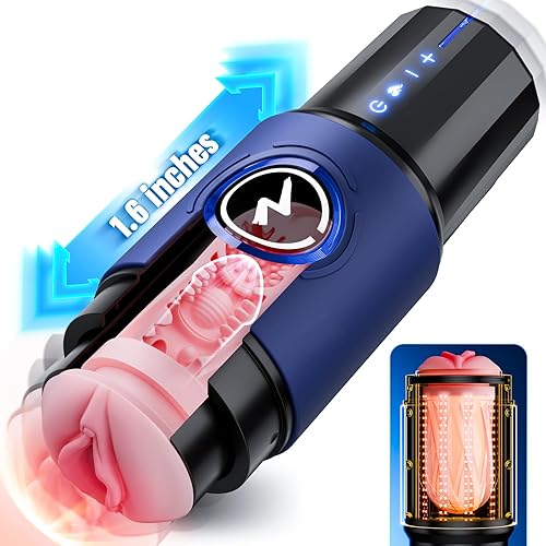 Miniatura 9 de EINSEO Masturbador masculino juguetes sexuales para hombres – empuje masculino Stroker con calefacción de 360°, 5 velocidades movimiento suave