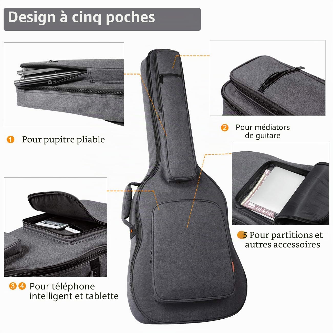 CAHAYA Housses pour Guitare Classique Gigbag Sac rembourré 18mm Etanche Guitare Bag