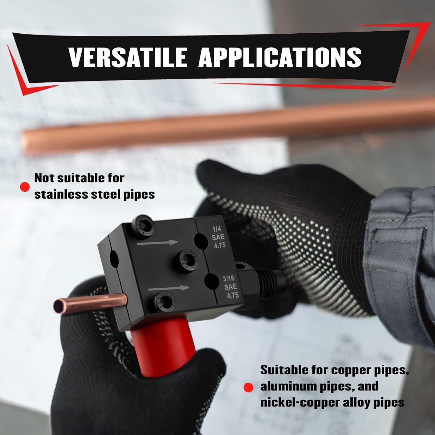 YIYITOOLS 7Pcs Brake Line Flaring Kit for 1/4", 3/16" Copper, Aluminum and Nickel-Copper Tubing Lines, Creates 45° Single, Double & Bubble Flares, SAE