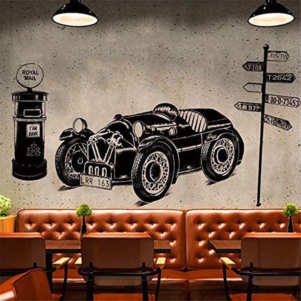 DERUN TRADING Car Wall Stickers Peel and Stick Wall Decals Art Decor Wallpaper for Kids Living Room Nursery Room Bedroom Office Bathroom Vinyl Removable Wall Decoration Romantic Beautiful Lovely