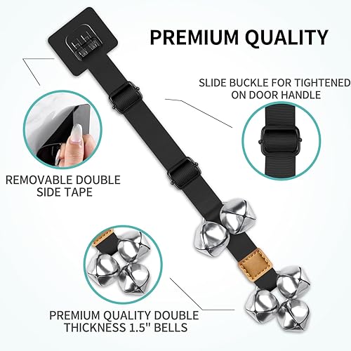 Vista 19 de BLUETREE Paquete de 2 timbres para perros de alta calidad, campanas ajustables para entrenar a tu cachorro de la manera fácil, 7 timbres extra