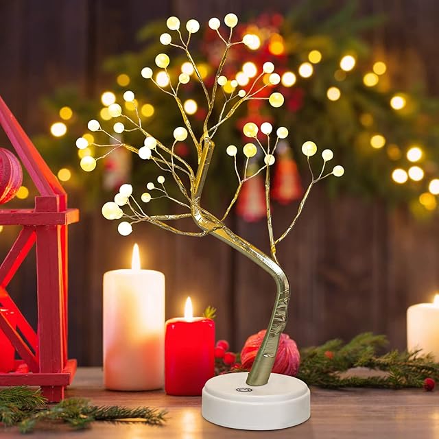 S-Union Bonsai Table Light,Xmas Tree Lights with 36 LED Beads ,Twig Tree with Lights Suitable for Home Decoration, Parties, Christmas, Weddings, Birthdays and Interiors